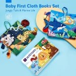 hahaland Baby Books 0-6 Months 2PCS Baby Toys 6 to 12 Infant Touch Feel First Cloth Crinkle Soft Books 0-3-6-12-18 Months Baby Boy Girl Shower Gifts Set for Newborn Baby Sensory Learning Stroller Toys - Image 2